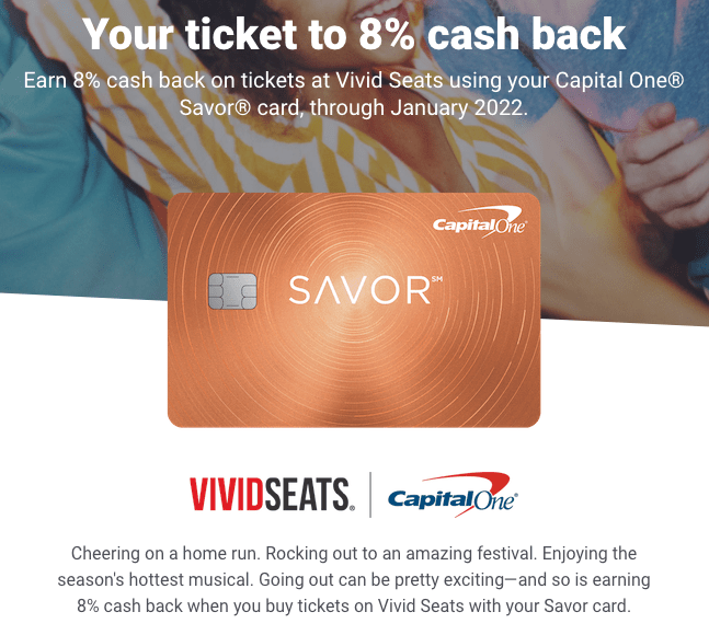 Earn 8% Cash Back with Capital One Savor and Vivid Seats