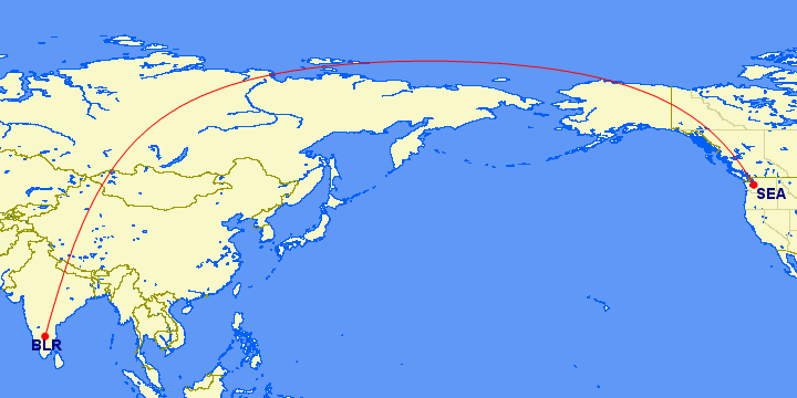 Bangalore To Usa Flight Route Map American Airlines' Seattle To Bangalore Flight Delayed - One Mile At A Time