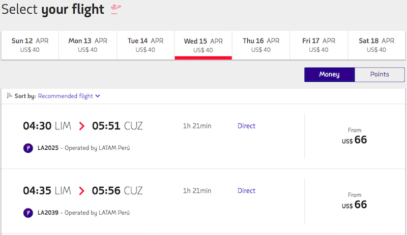 Trick To Saving On Domestic LATAM Peru Flights One Mile at a Time