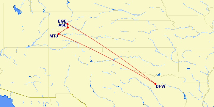 American Airlines 29 Mile Flight From Vail To Aspen One Mile at