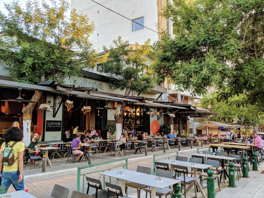 Cafe and restaurant seating in Athens, Greece