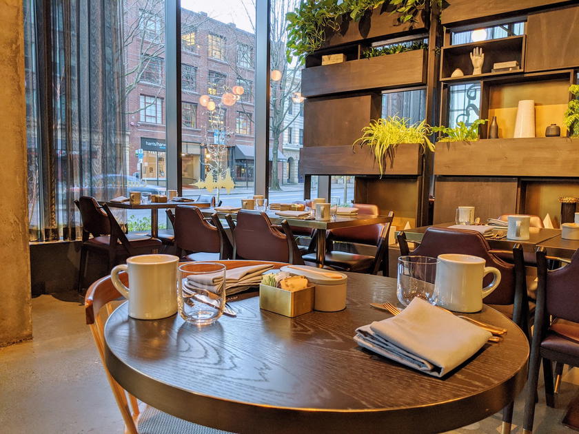 Restaurant interior at the Thompson Seattle hotel