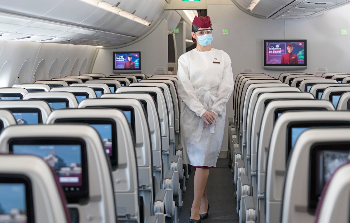 Qatar Airways flight attendants get new PPE.