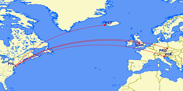 American Slashes Philadelphia Transatlantic Routes One Mile at a