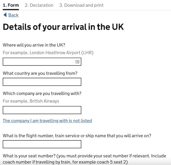 do i need a uk passenger locator form