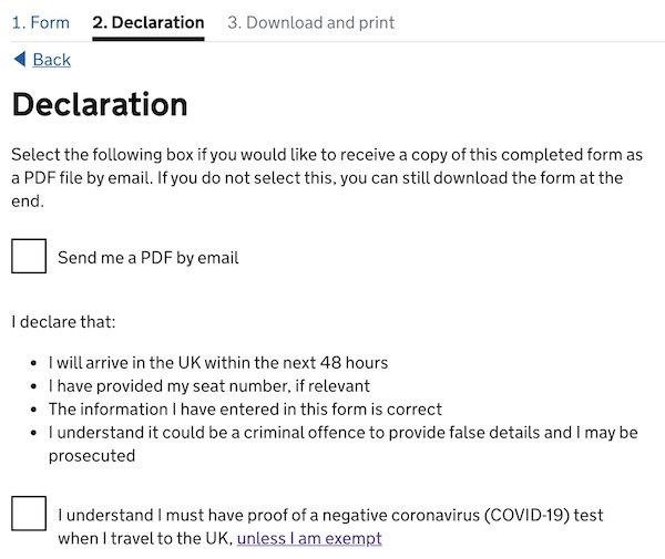 Problems with uk passenger locator form - managefery