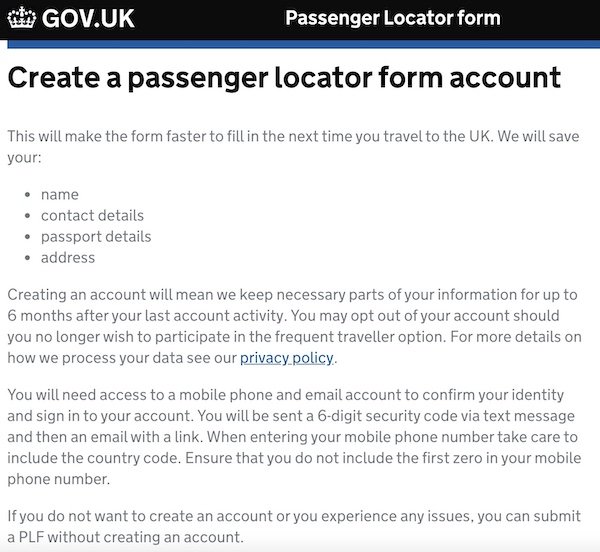 uk passenger locator form sign in