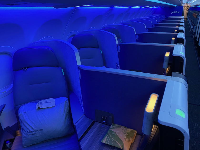 JetBlue Mint business class suite aboard an aircraft