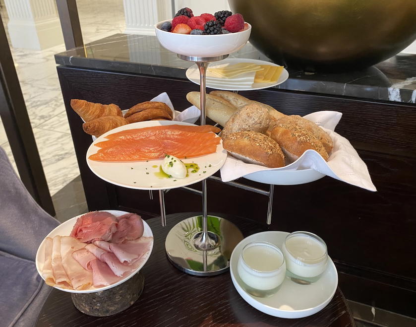 Breakfast spread served at the Waldorf Astoria Amsterdam
