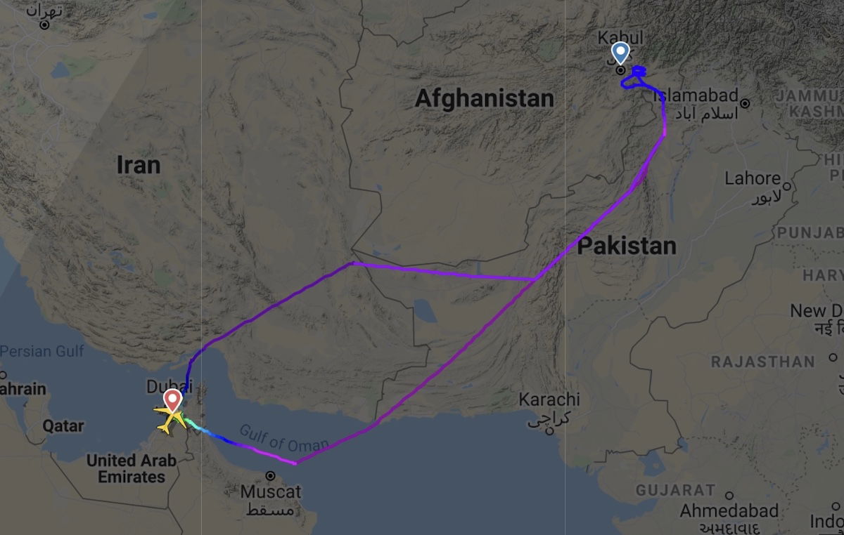 Emirates 777 Flies To Kabul Turns Around One Mile at a Time