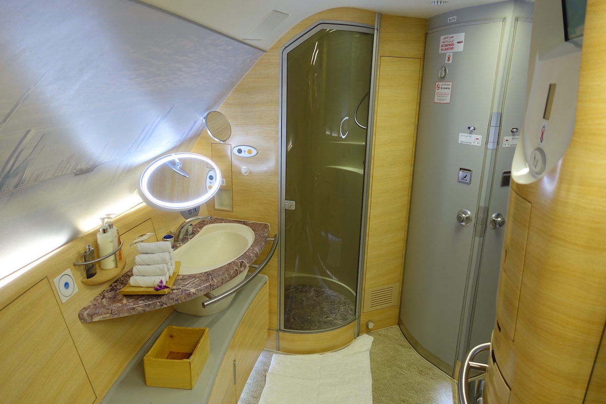 first class airplane bathroom