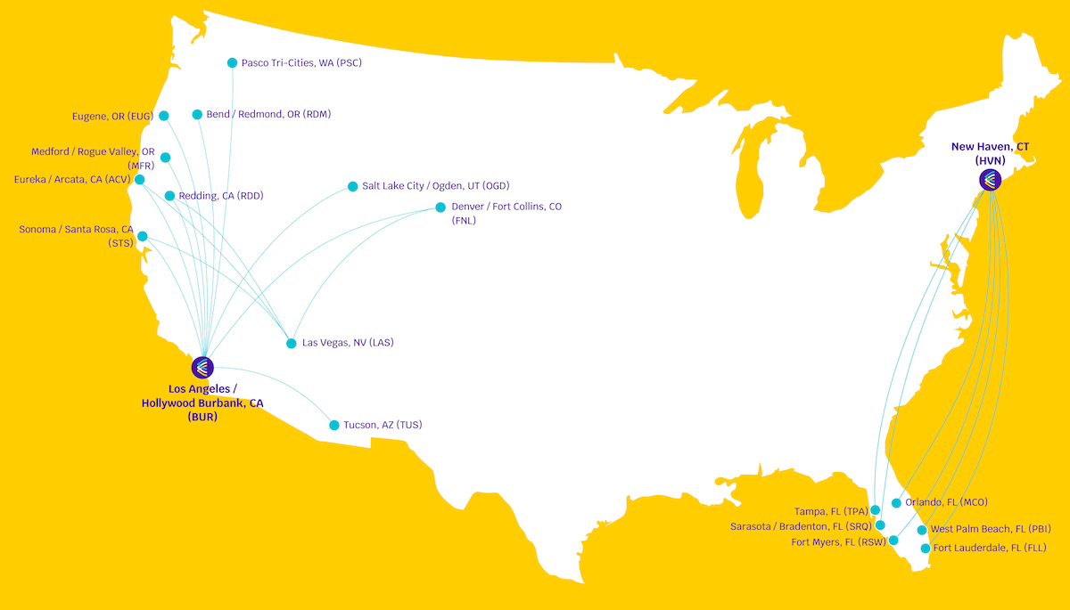 Avelo Airlines Route Map Calendar 2025