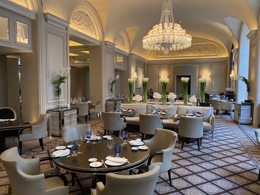 Guest room at the Four Seasons Hotel George V in Paris