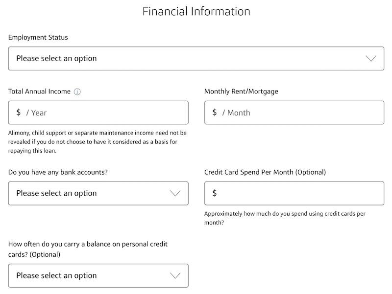 Venture X application page asking for employment, income, housing payment and account details