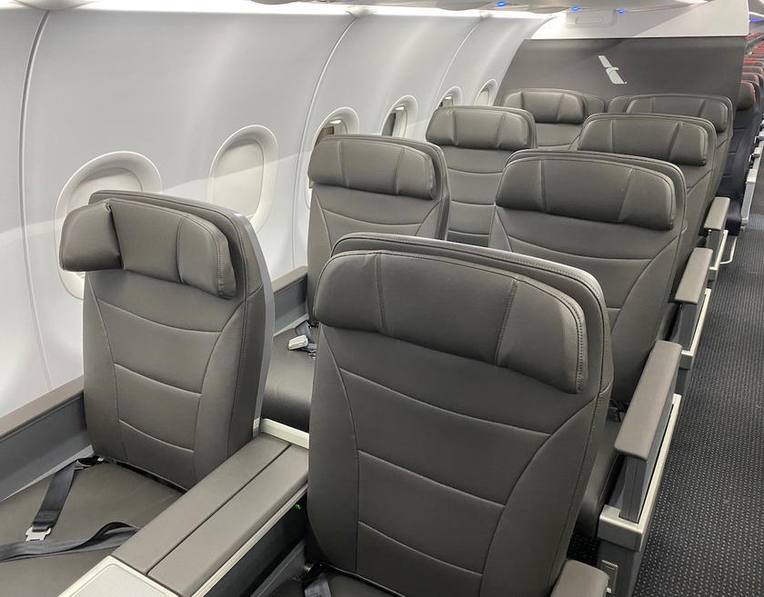 First class cabin seating on an American Airlines A321neo