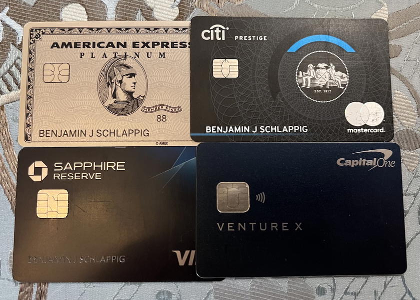 A collection of premium credit cards, representing the rewards cards that can be used to pay taxes