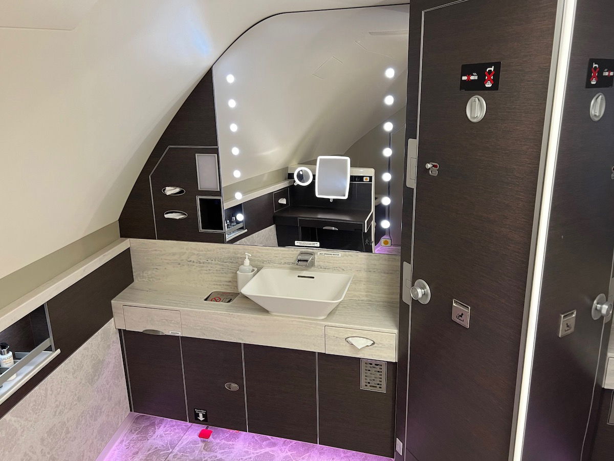 first class airplane bathroom