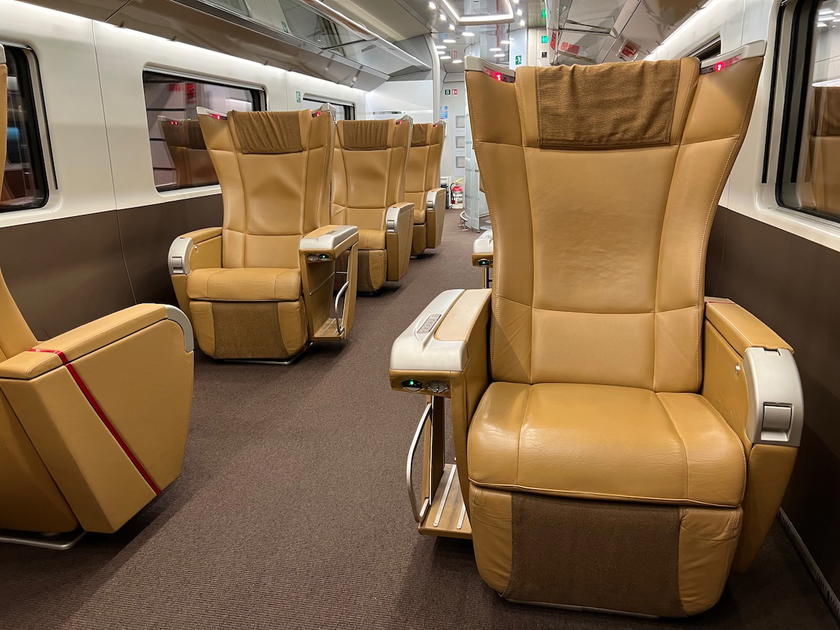 Executive class seating on a Trenitalia train