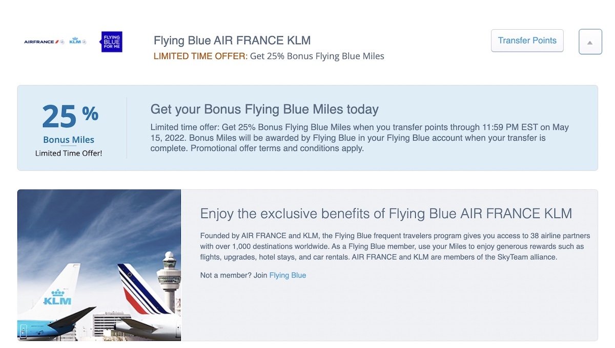 Transfer Chase Points To Flying Blue With 25 Bonus One Mile at a Time