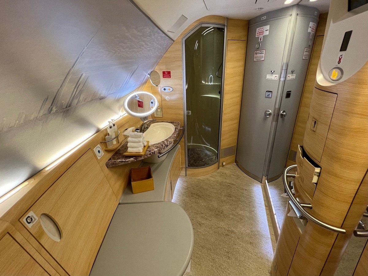 first class airplane bathroom