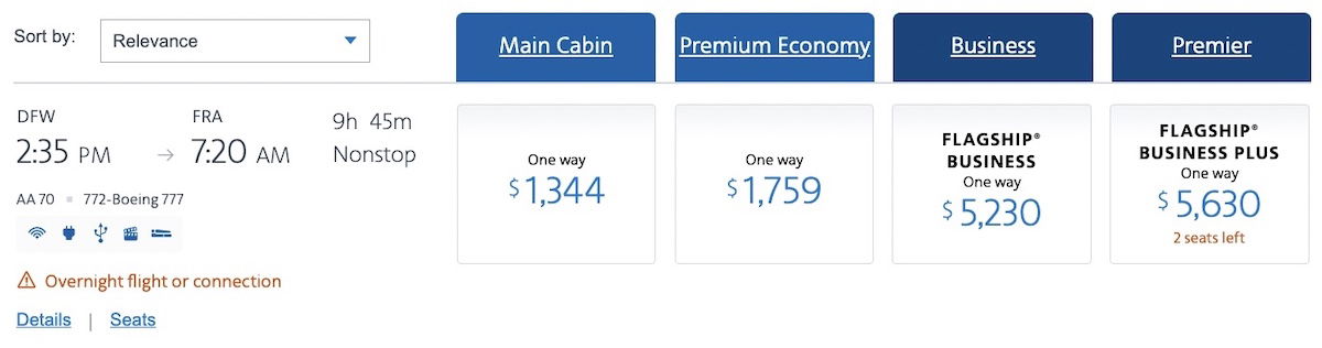 New American Flagship Business Plus Fares (First Class Perks) - One ...