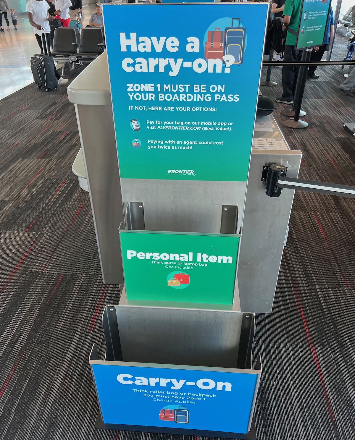 Frontier airlines carry store on baggage policy