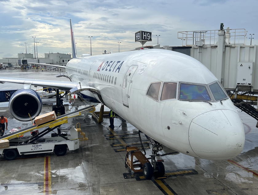 Delta Boeing 757-200 aircraft parked at an airport gate