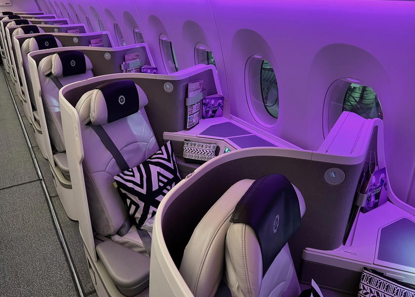 Fiji Airways A350 business class cabin with lie-flat seats