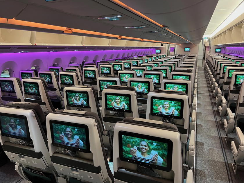 Fiji Airways A350 business class cabin with lie-flat seats