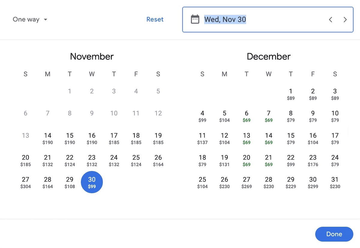 Google Flight Calendar Grid - Kore Garnette