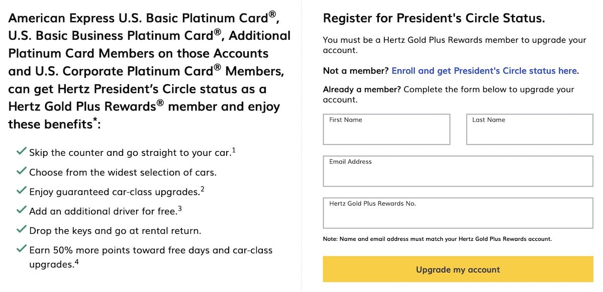 Amex Platinum Adds Hertz President's Circle Status - One Mile at a Time