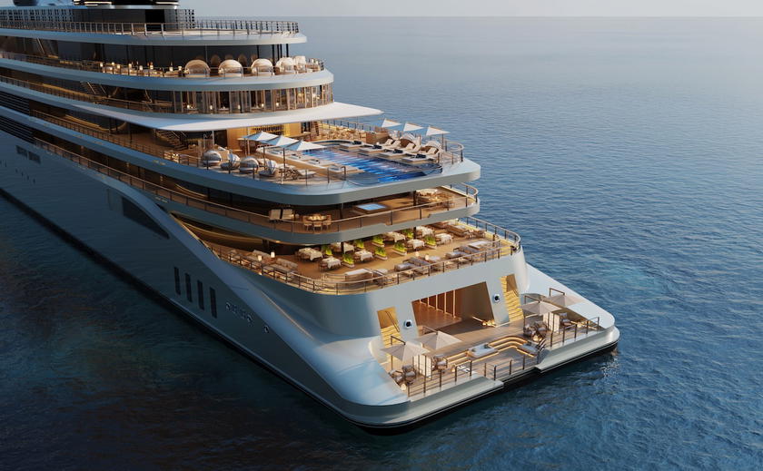 Rendering of Aman's upcoming luxury cruise yacht