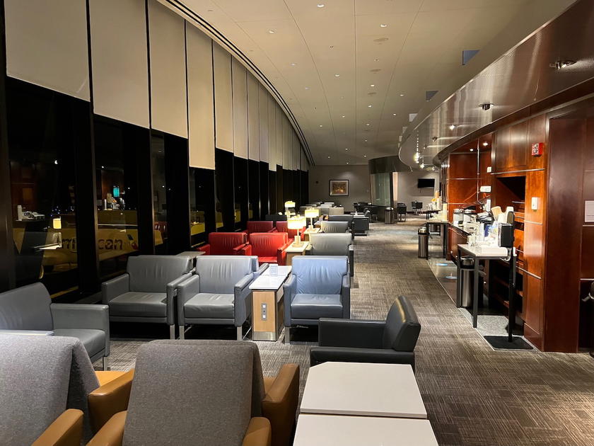 Seating area inside the American Airlines Admirals Club in Tampa