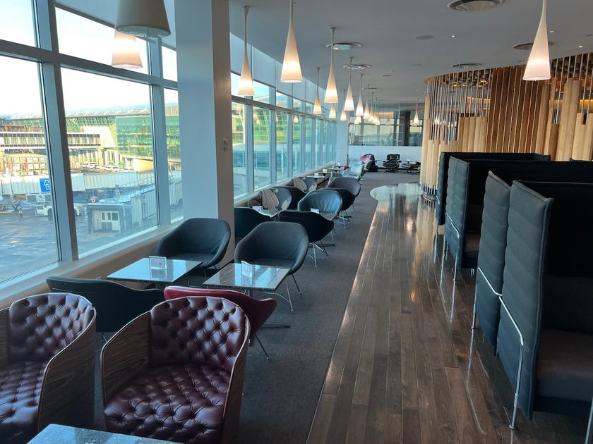 Seating area inside the Virgin Atlantic Clubhouse at New York JFK airport