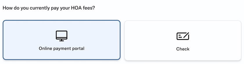 Bilt page asking whether to pay through an online payment portal or by check