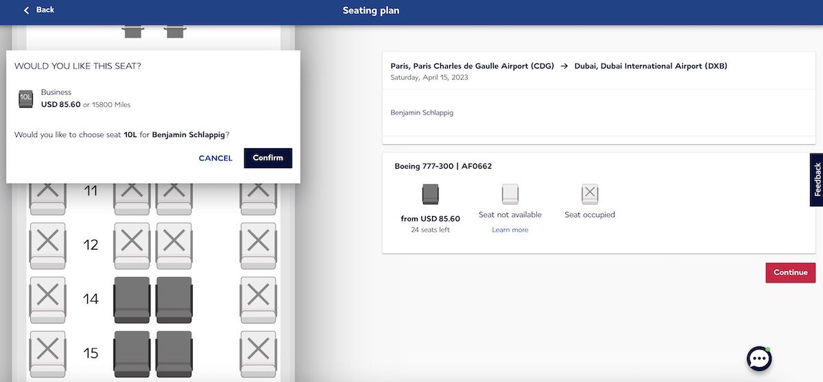 klm seat assignment fee