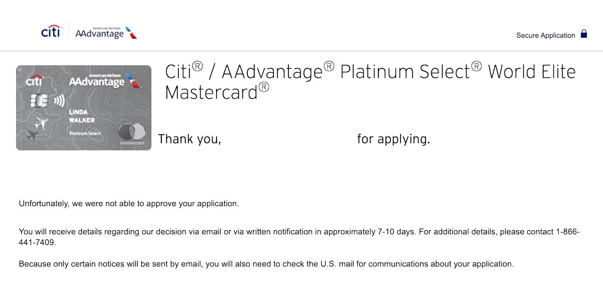 Applying For The Citi AAdvantage Platinum Card My First Denial In