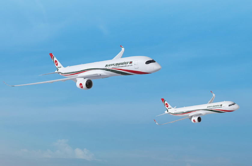 Biman Bangladesh Airlines aircraft, representing the carrier's new order for Airbus A350-900 and A321neo planes
