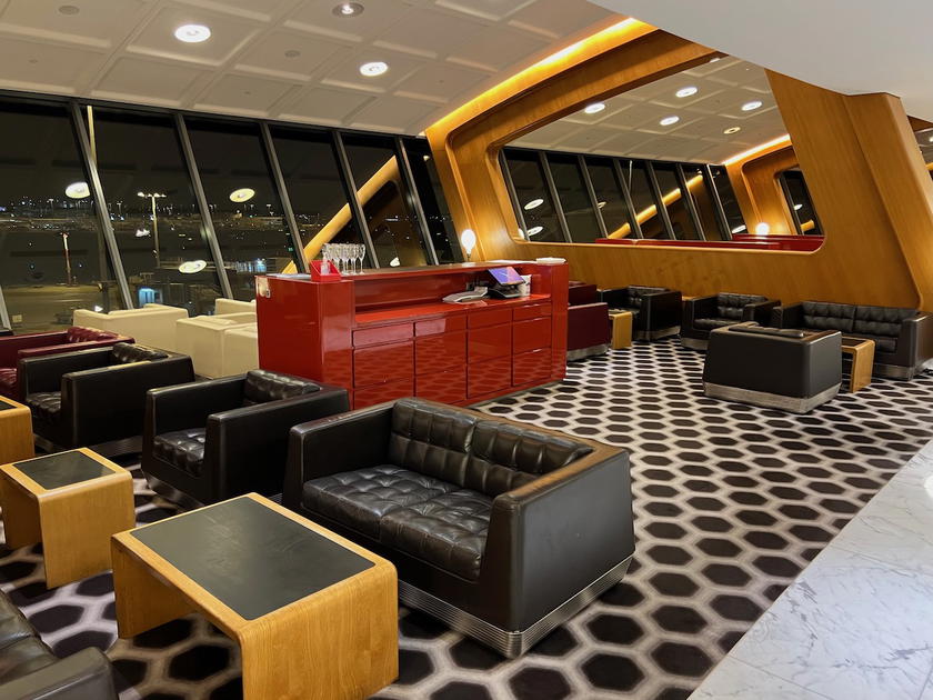 Qantas First Lounge seating area in Sydney