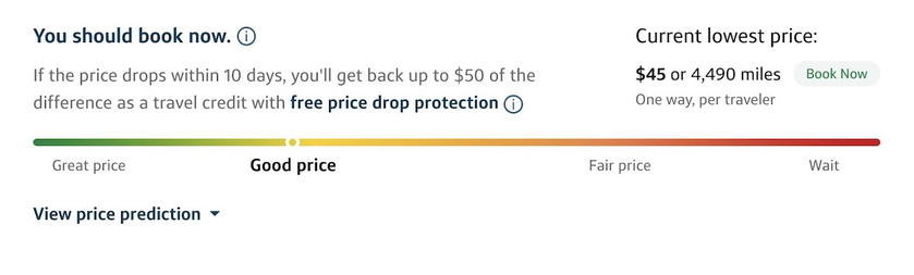 Capital One Travel price prediction recommending whether to book a flight now or wait