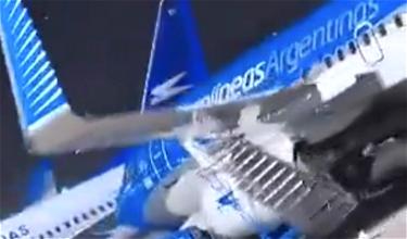 Parked Aerolineas Argentinas 737 Battered By Storm