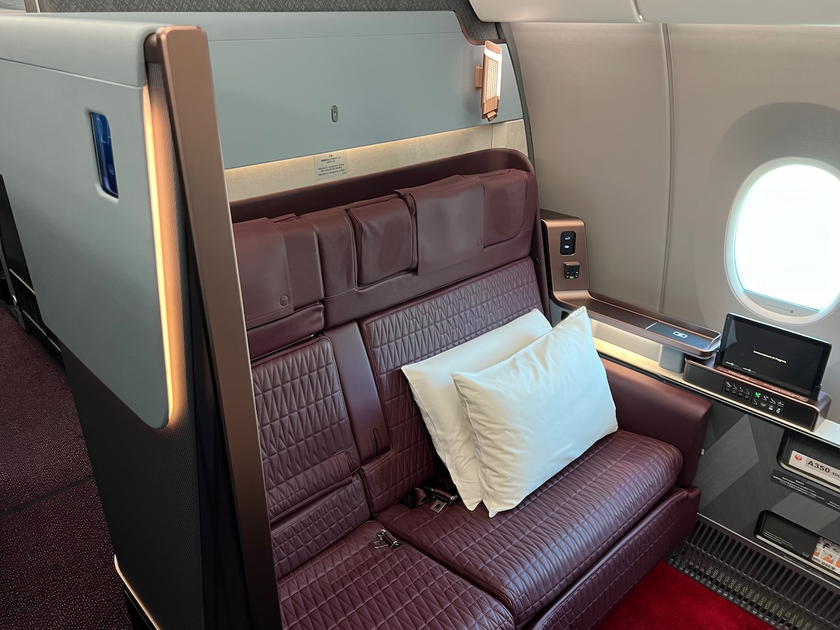 Japan Airlines first class cabin aboard an Airbus A350