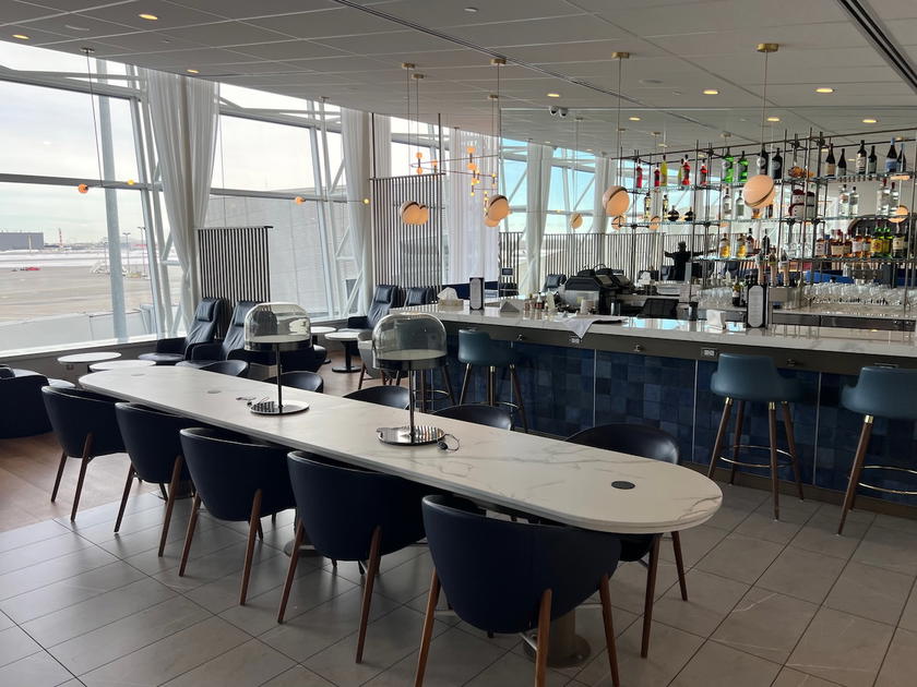 Seating area inside the Air France lounge at Montreal airport