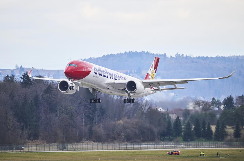 Edelweiss Airbus A350-900 aircraft on the tarmac