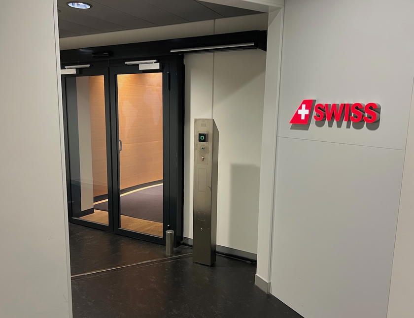 Entrance to the SWISS First Lounge in Zurich Airport Terminal A