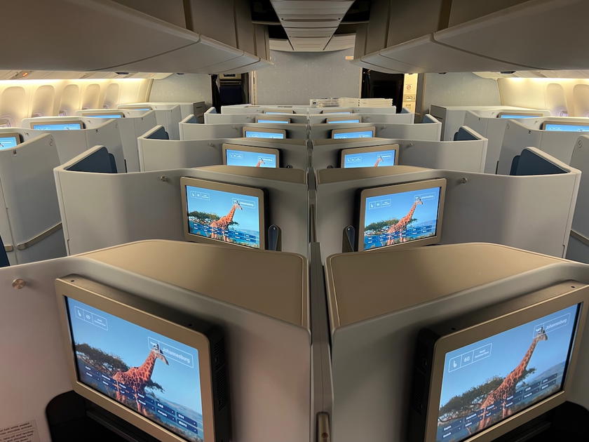 KLM Boeing 777 business class cabin, a travel redemption option for Capital One miles