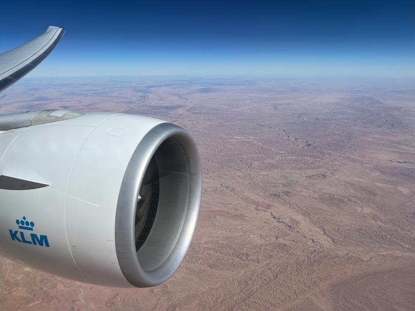KLM Boeing 777 business class cabin with lie-flat seats, the kind of flight you could book with Ultimate Rewards points