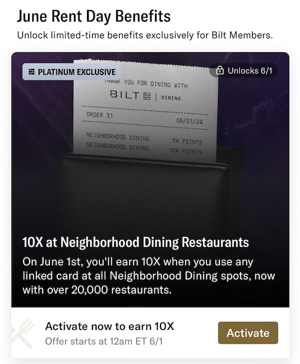 Bilt Rent Day Promotion June 2024 Bonus Points On Dining One Mile at