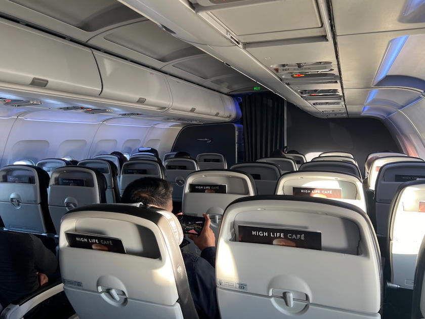 British Airways Club Europe cabin interior on an A319 aircraft