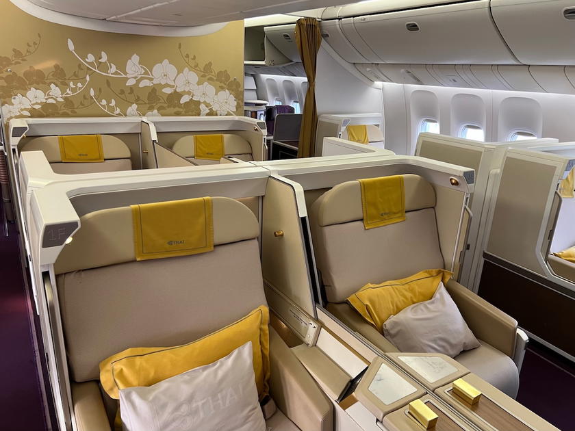 Thai Airways first class cabin aboard a Boeing 777